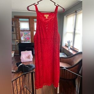 Loft Cherry Red Lace Dress, size XL